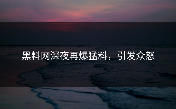 黑料网深夜再爆猛料,引发众怒