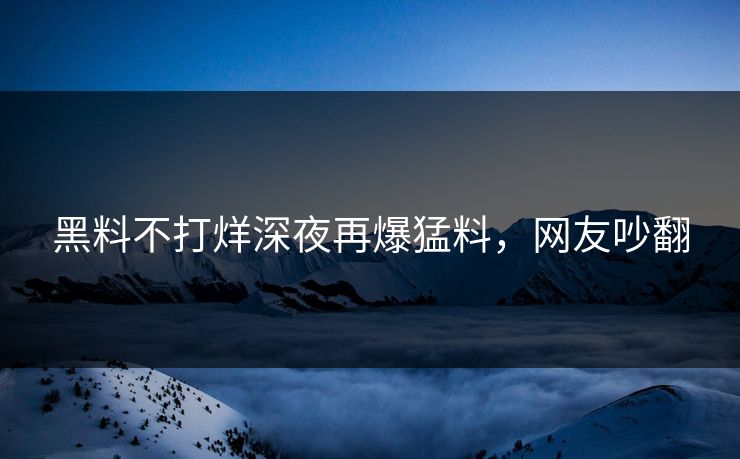 黑料不打烊深夜再爆猛料，网友吵翻