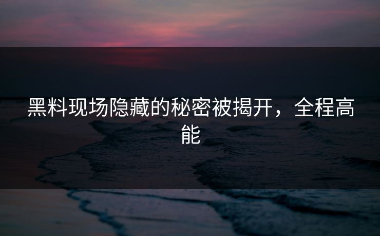 黑料现场隐藏的秘密被揭开，全程高能