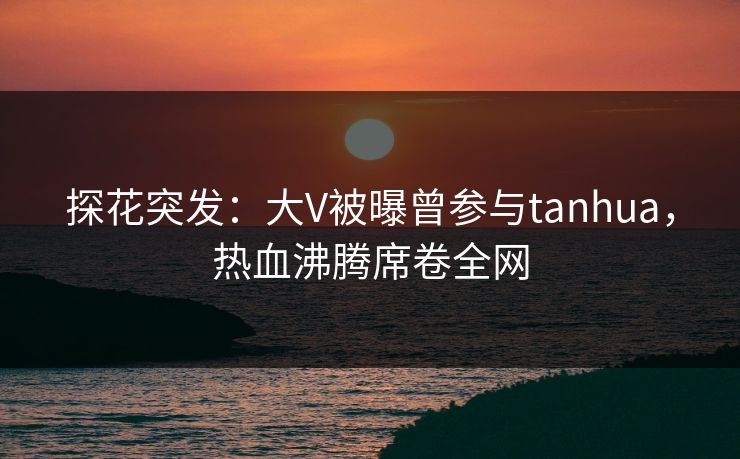 探花突发：大V被曝曾参与tanhua，热血沸腾席卷全网