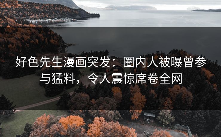 好色先生漫画突发:圈内人被曝曾参与猛料,令人震惊席卷全网
