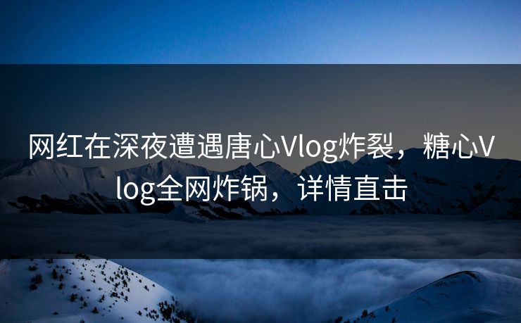 网红在深夜遭遇唐心Vlog炸裂，糖心Vlog全网炸锅，详情直击