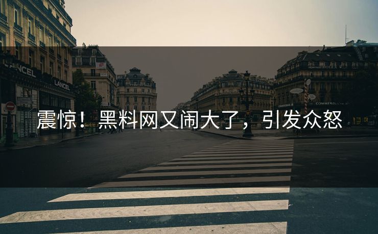 震惊！黑料网又闹大了，引发众怒