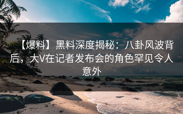 【爆料】黑料深度揭秘：八卦风波背后，大V在记者发布会的角色罕见令人意外