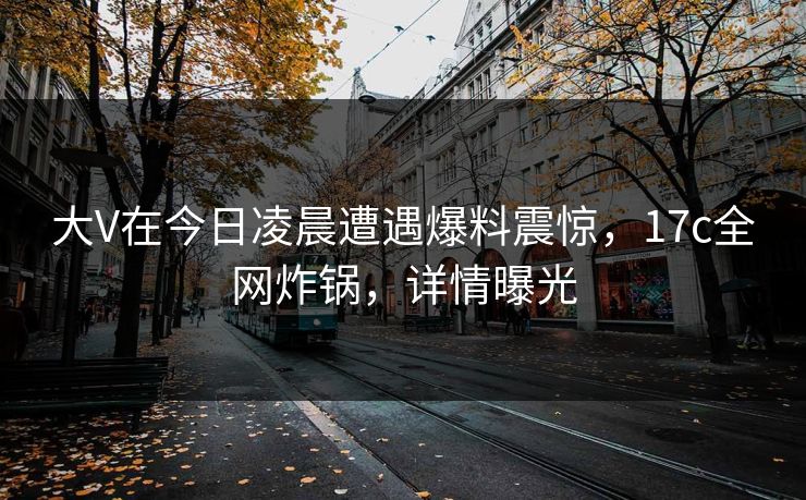 大V在今日凌晨遭遇爆料震惊，17c全网炸锅，详情曝光