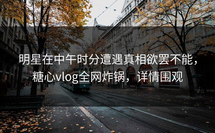 明星在中午时分遭遇真相欲罢不能，糖心vlog全网炸锅，详情围观